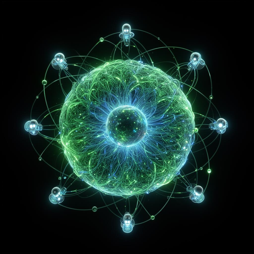 Multi-agent AI Co-Founders represented as a glowing neural orb with orbiting agent nodes