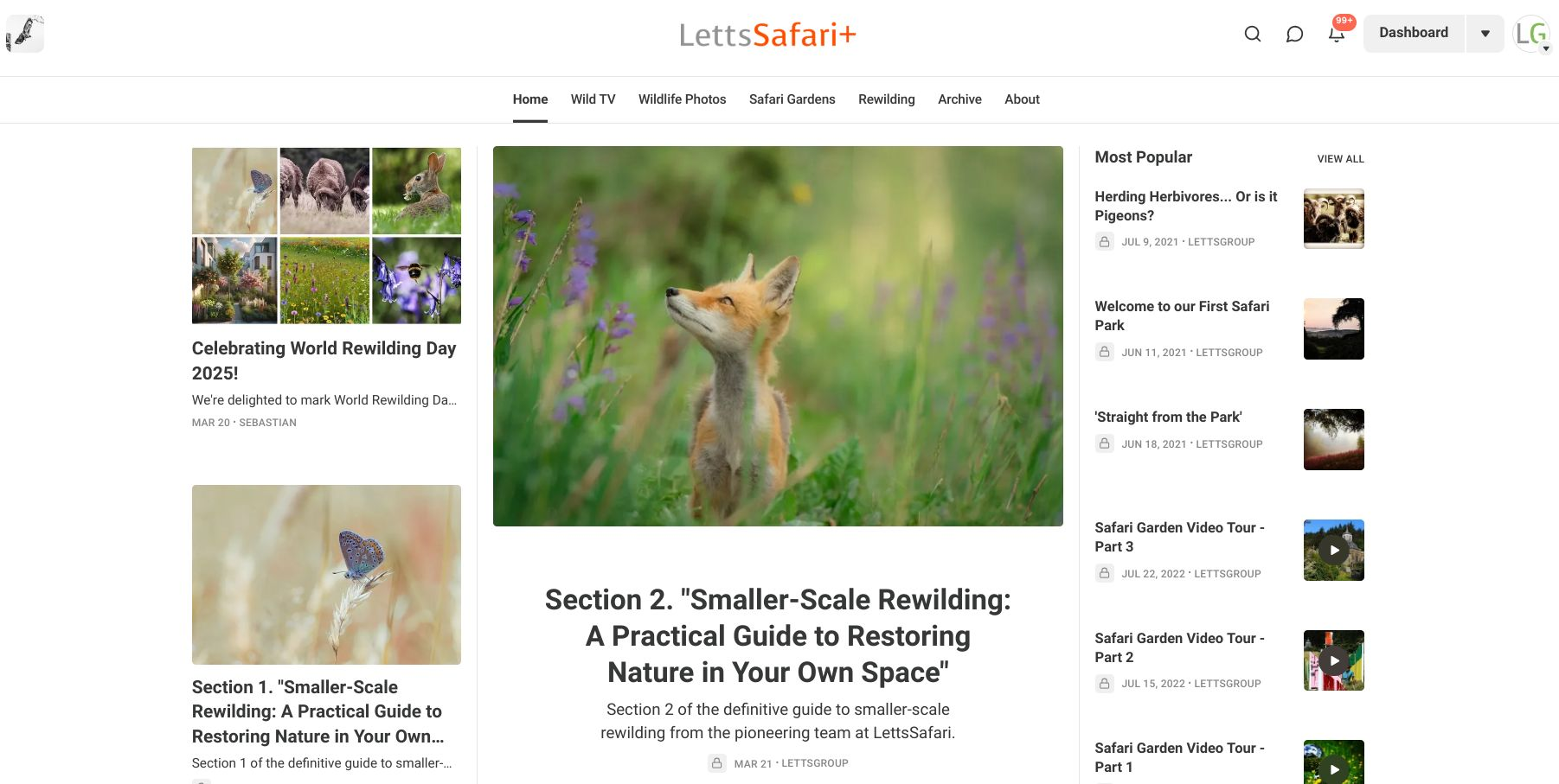 LettsSafari+ Homepage Screenshot
