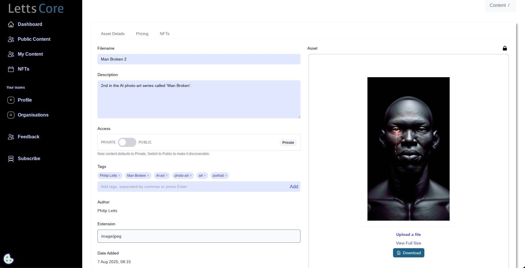 LettsCore Beta My Content Item - Screenshot