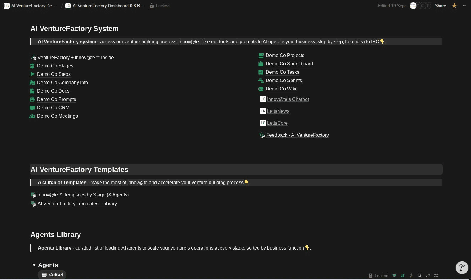 LettsGroup's AI VentureFactory Dashboard 0.3