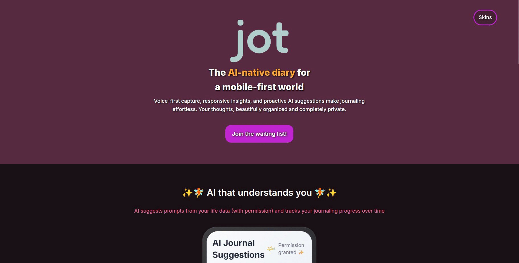 Jot Teaser Website beta
