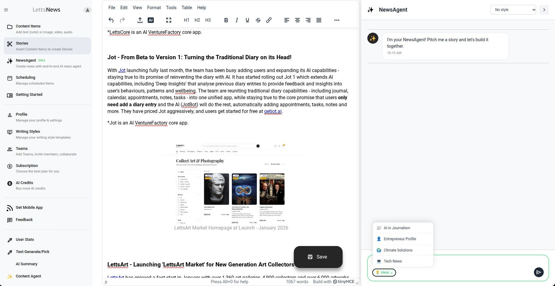 LettsNews AI NewsAgent at Launch in January 2026