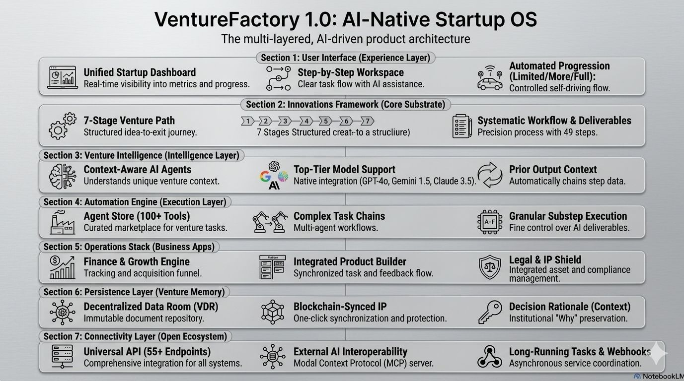 LettsGroup AI VentureFactory 1.0 Product Architecture Diagram