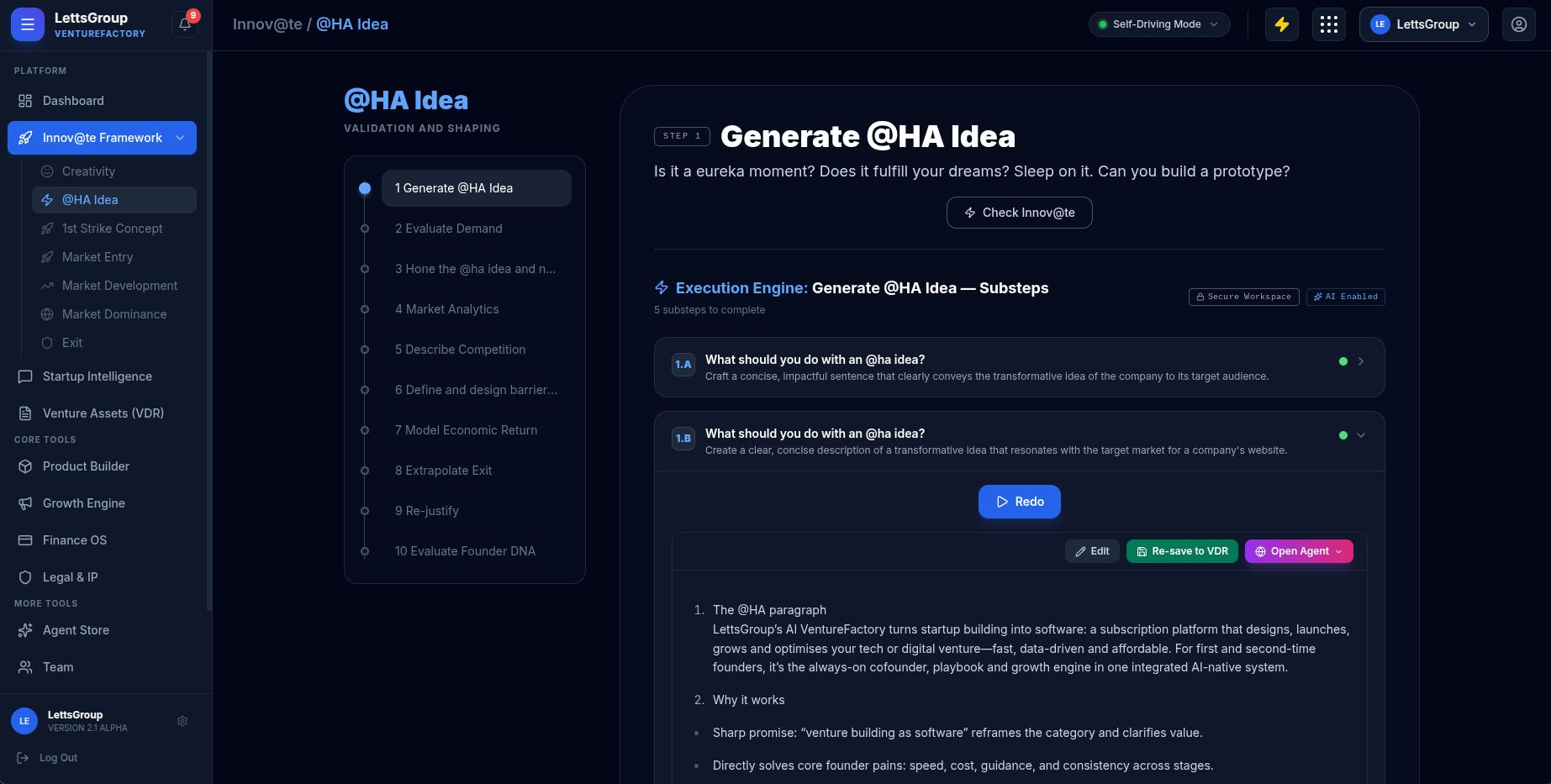 LettsGroup AI VentureFactory 1 - Innov@te Framework